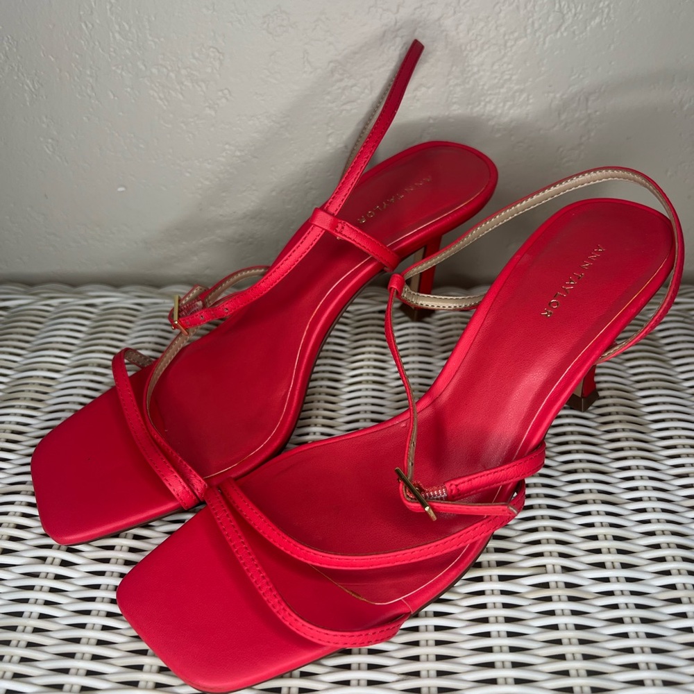 Ann Taylor Red Strappy Slingback Heels sz 7